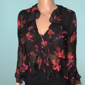 NWT TAILS CHIFFON RUFFLES XS RUFFLE TOP